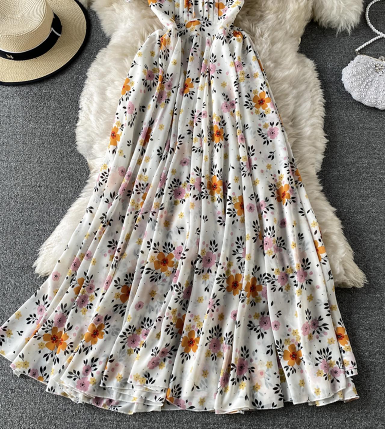Cute A line floral dress fashion dress  801