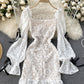 Cute lace long sleeve dress  769