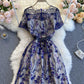 Elegant A line lace long dress  809
