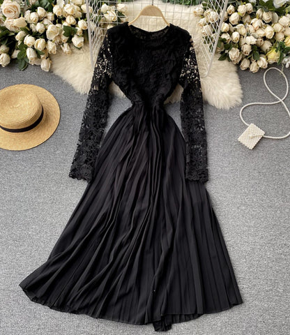 Stylish long sleeve lace dress  768