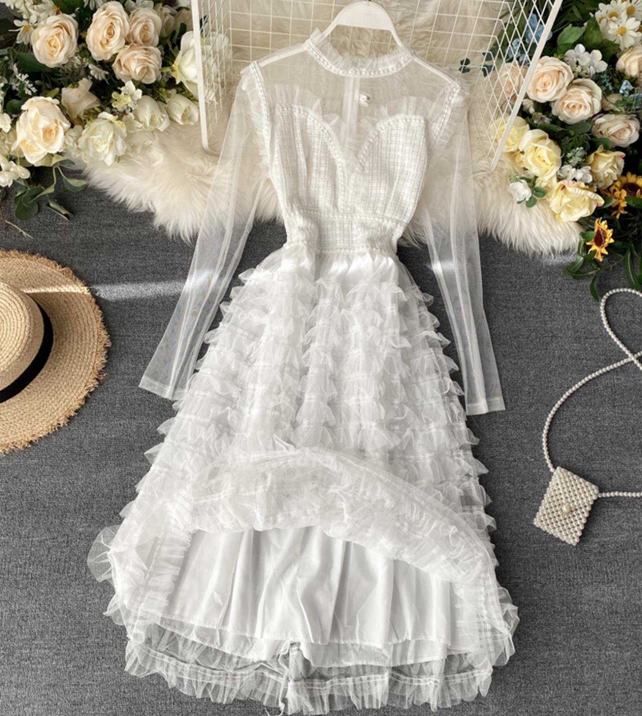 Stylish A line long sleeve dress  771