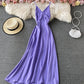 Simple A line v neck dress  764