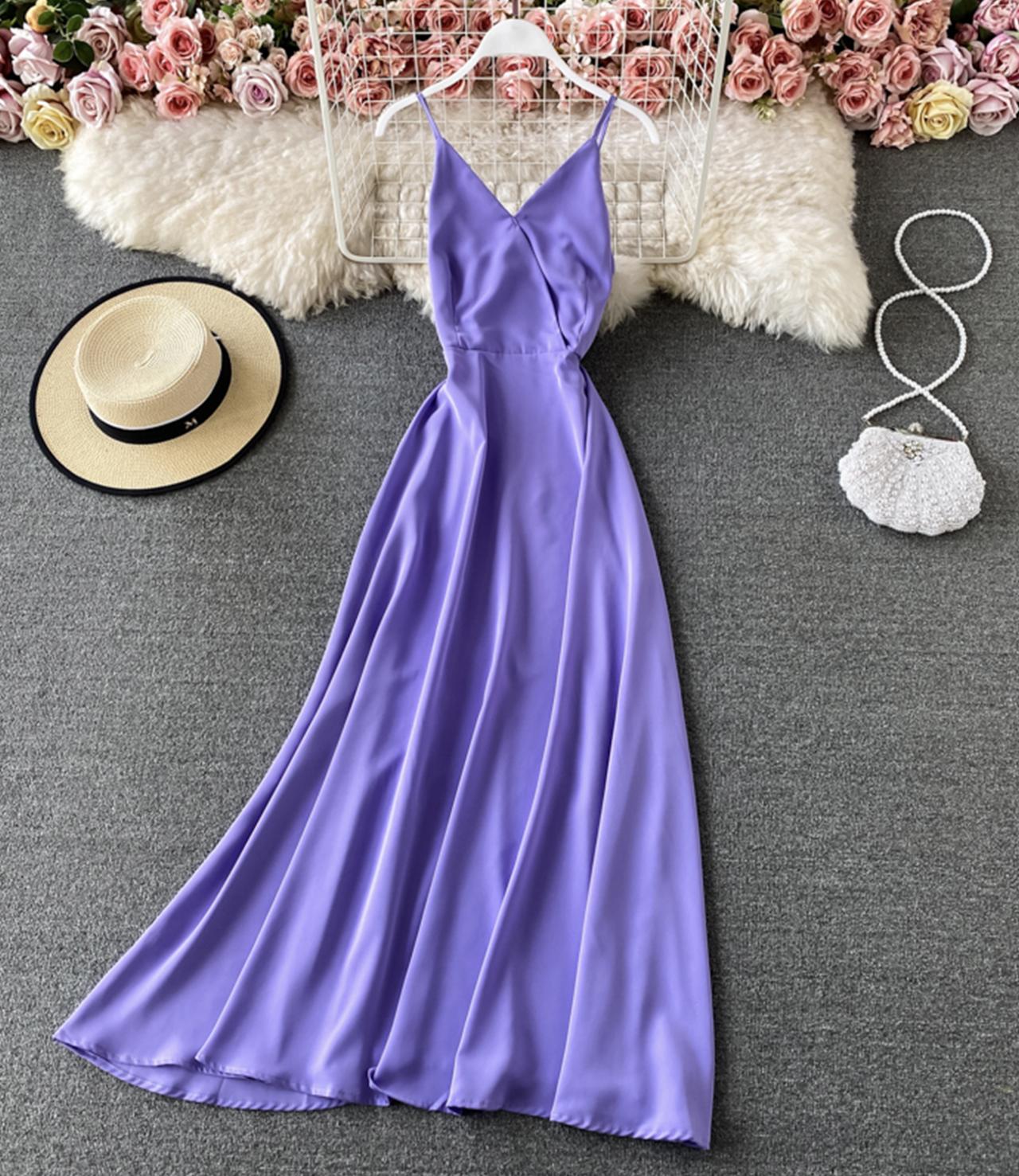 Simple A line v neck dress  764