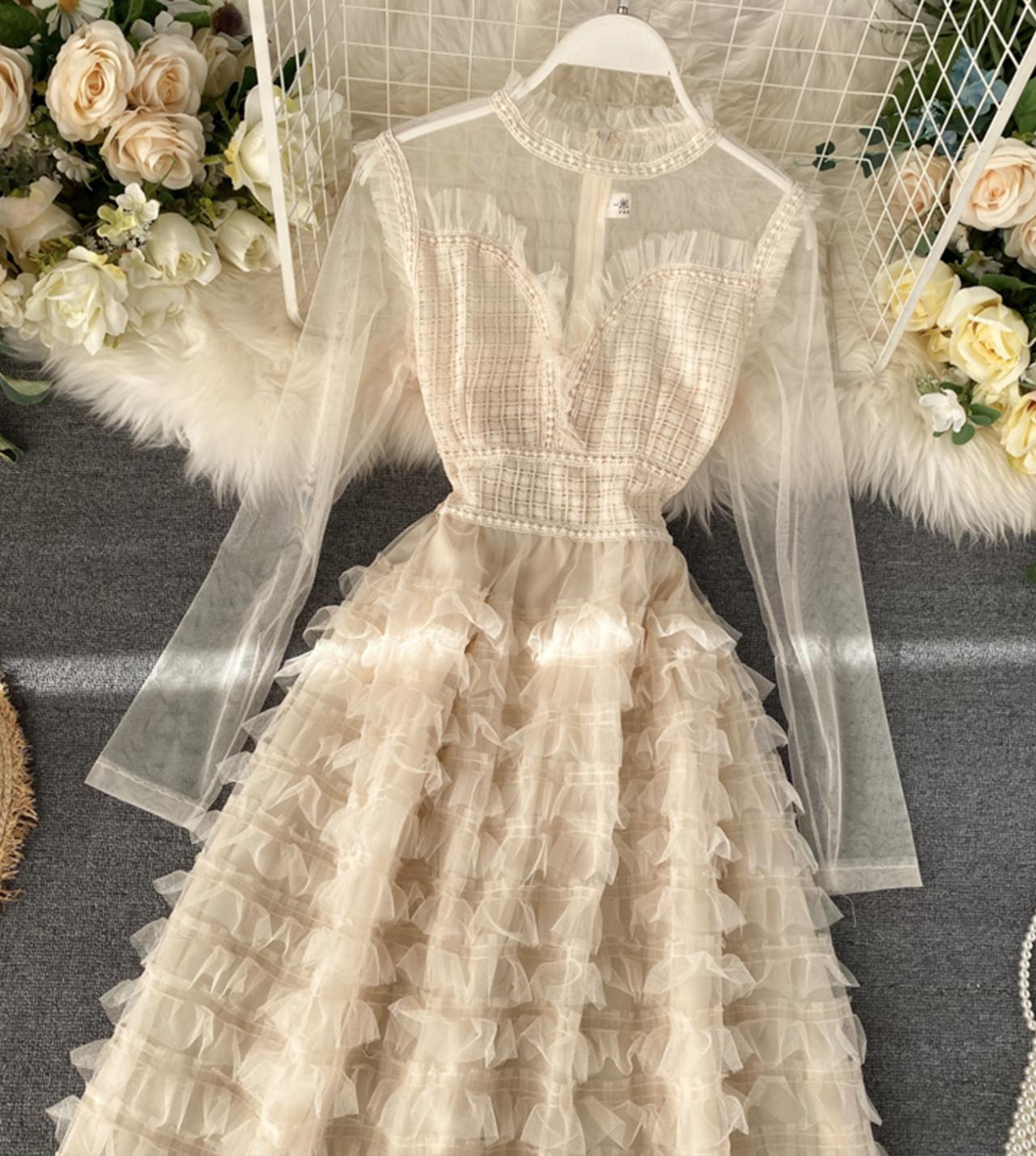 Stylish A line long sleeve dress  771