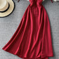 Simple v neck lace up dress A line dress  761
