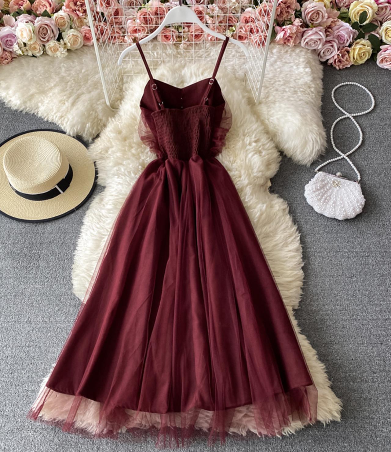 Cute tulle short dress A line summer dress  760