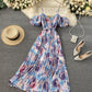 A line v neck floral dress fashion dress  770