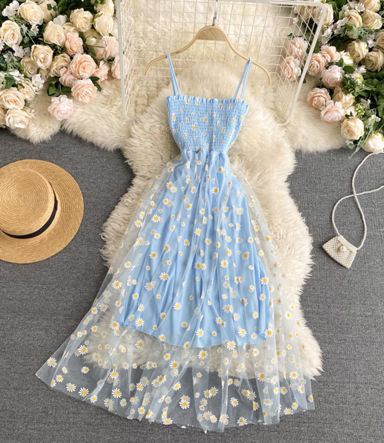 Cute A line tulle floral dress  766