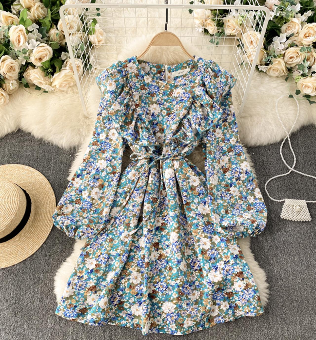 Cute A line floral dress fashion dress  811