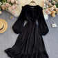 Cute chiffon A line dress long sleeve dress  786