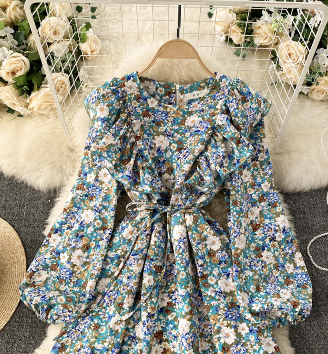 Cute A line floral dress fashion dress  811