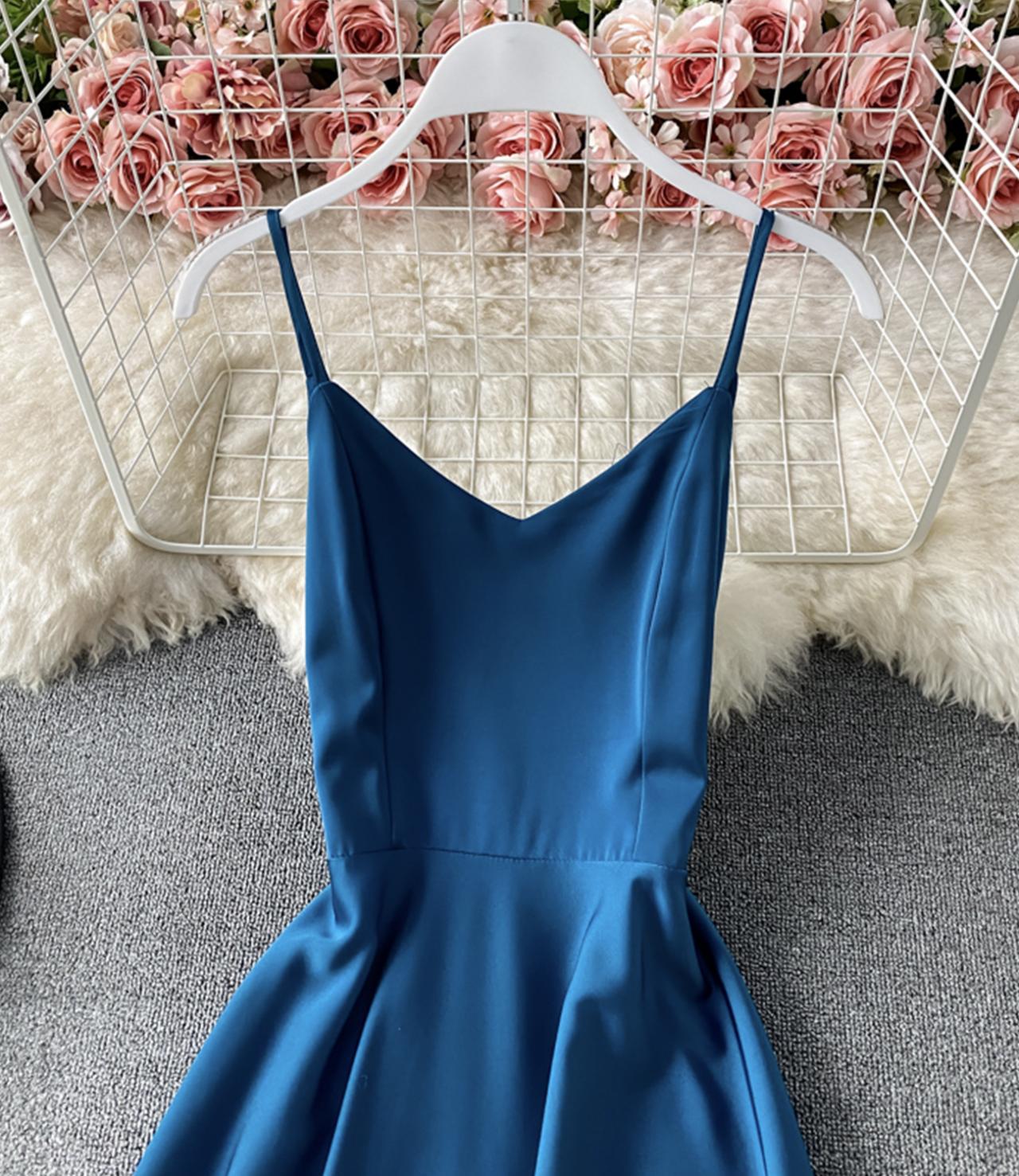 Simple A line v neck dress fashion dress  739