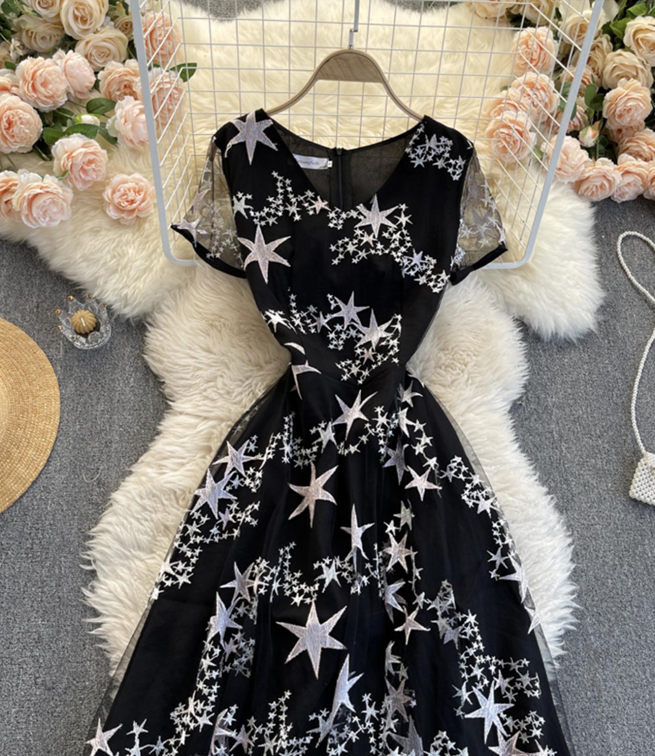 Black A line short dress fashion dress  750