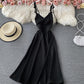 Simple v neck lace up dress A line dress  761