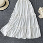 White v neck fringed dress A line fashion dress  743