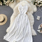 Simple A line v neck dress lace up dress  755