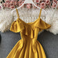 Cute off shoulder short dress A line fashion dress  744
