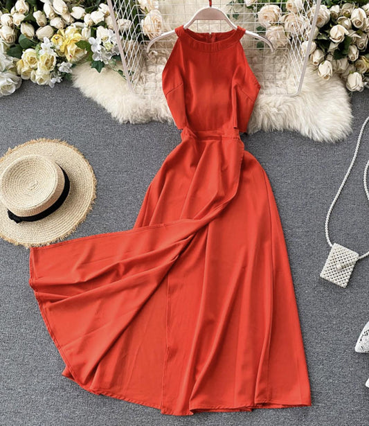 Simple A line short dress  759