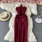 Burgundy off shoulder dress  781