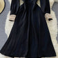 Robe élégante à manches longues et col en V en dentelle noire 854