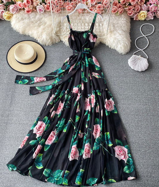 Stilvolles Kleid mit Blumenmuster in A-Linie 883 
