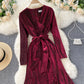 Elegant v neck velvet dress fashion dress  892