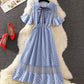 Lovely A line polka dot lace dress summer dress  1248