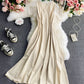 Einfaches A-Linien-Rundhalskleid Modekleid 841