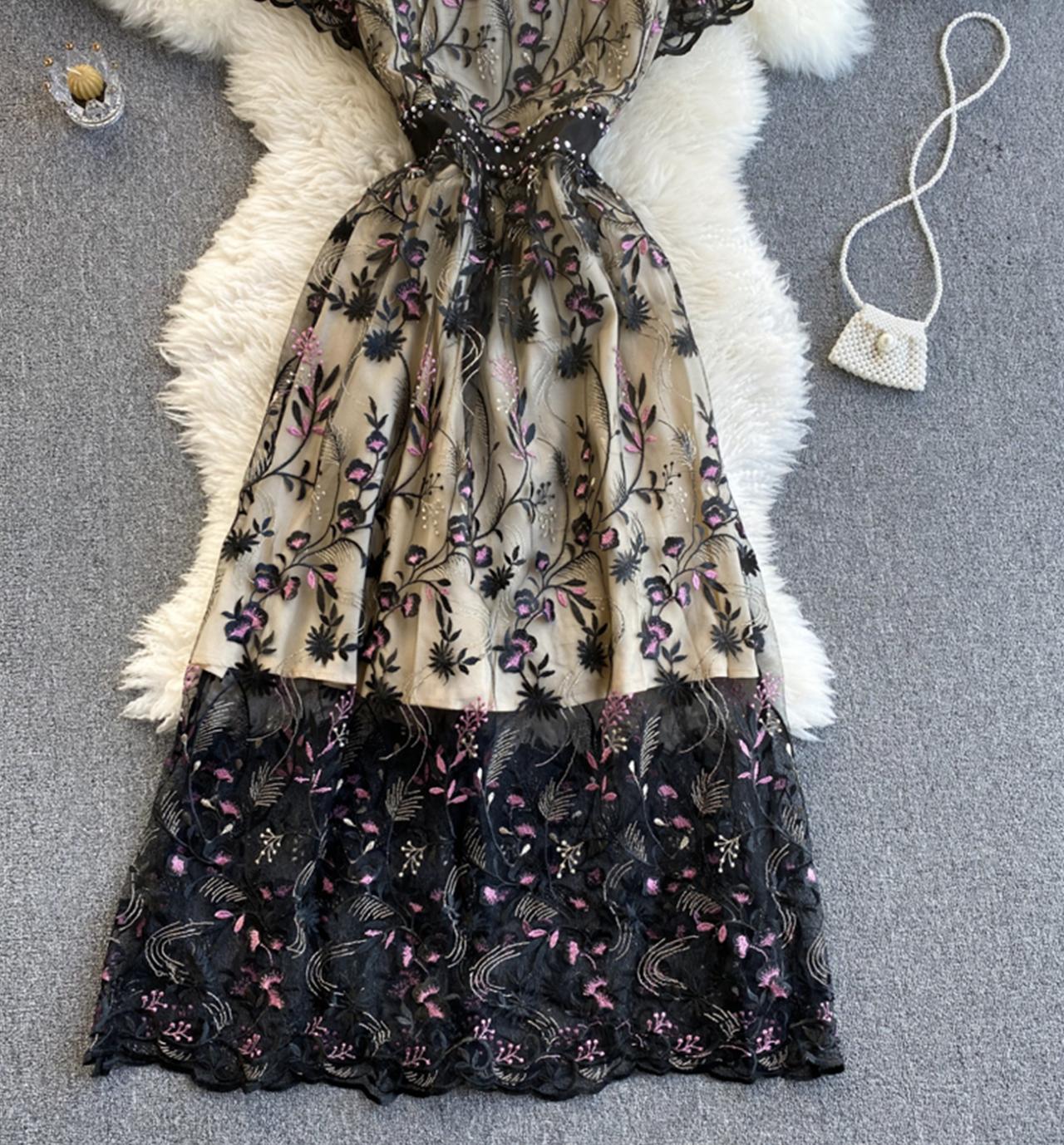 Elegant A line lace long dress  809