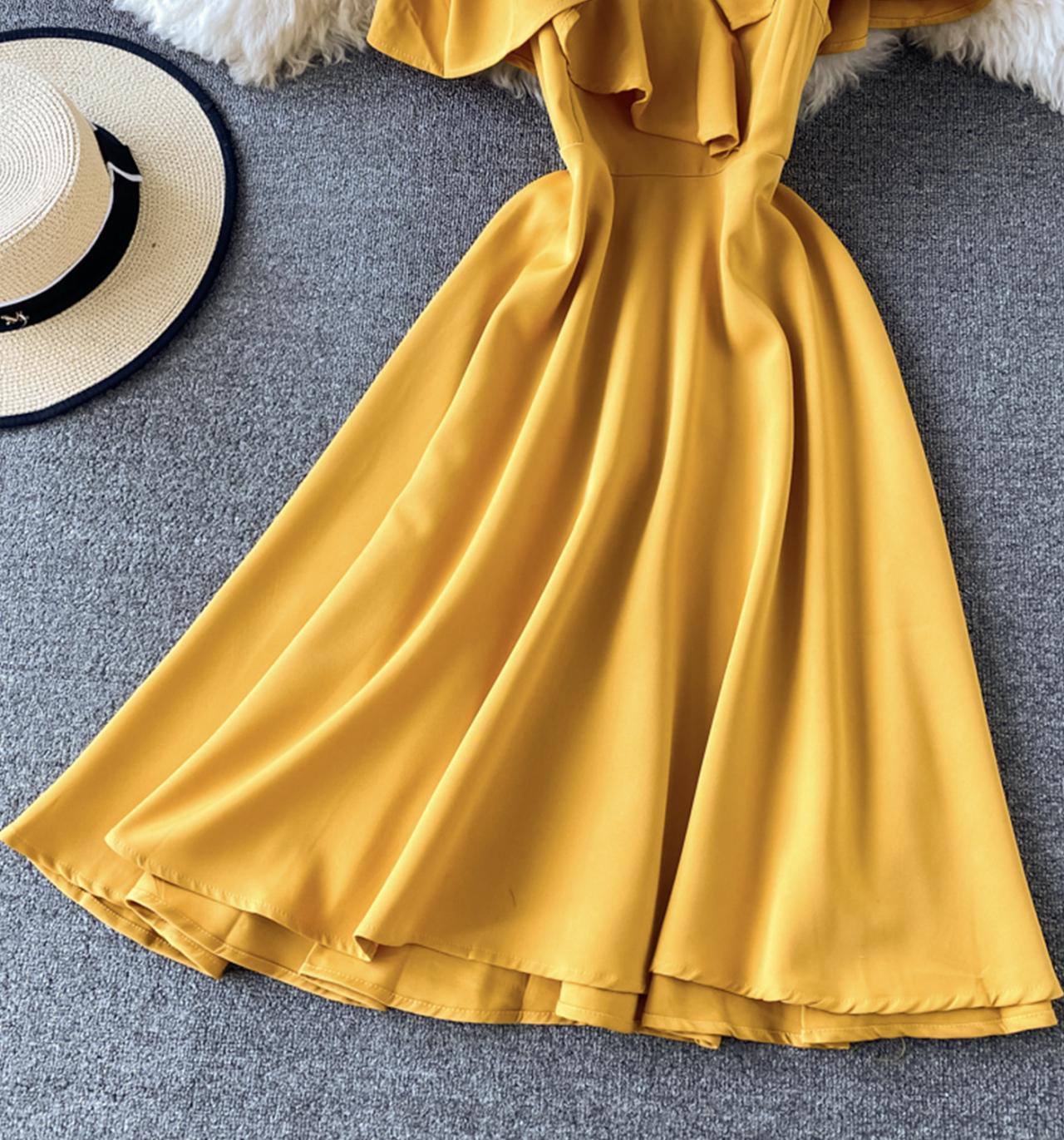 Cute off shoulder short dress A line fashion dress  744