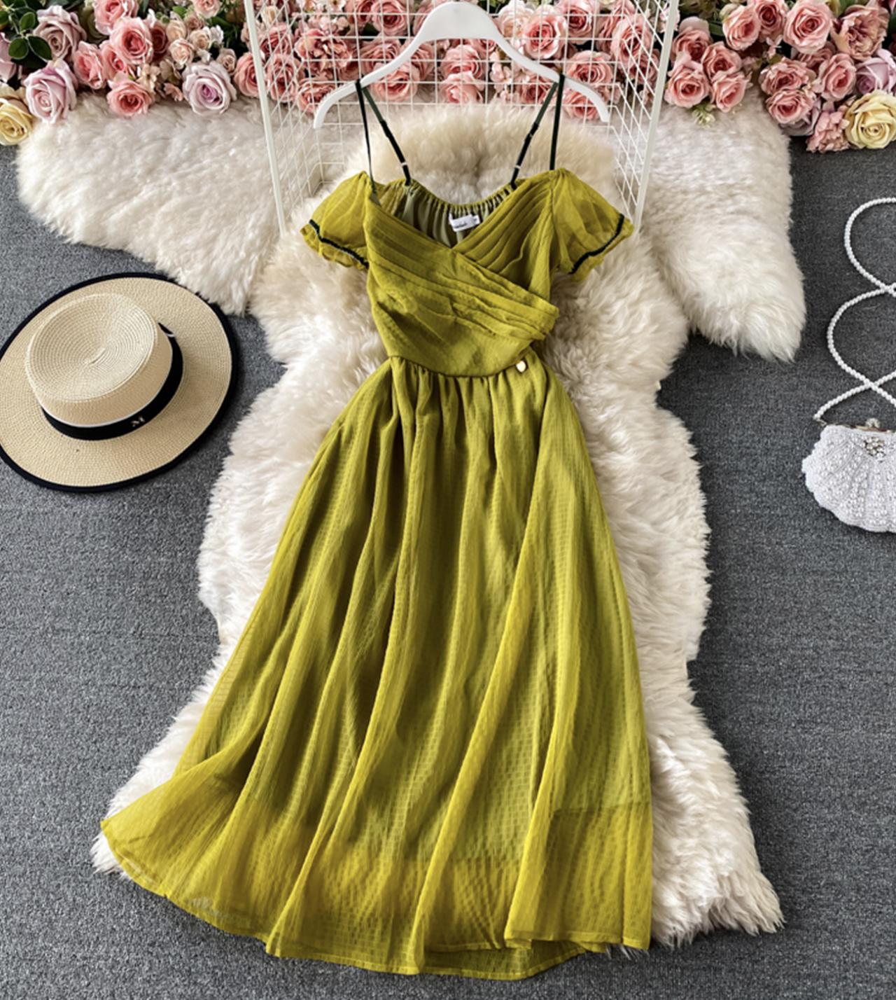 Grünes kurzes Kleid aus Tüll Modekleid 775