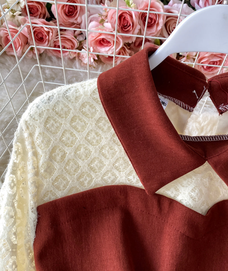 Robe mignonne à manches longues en coupe A, robe tendance 928