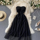 Black A line tulle short dress fashion dress  732