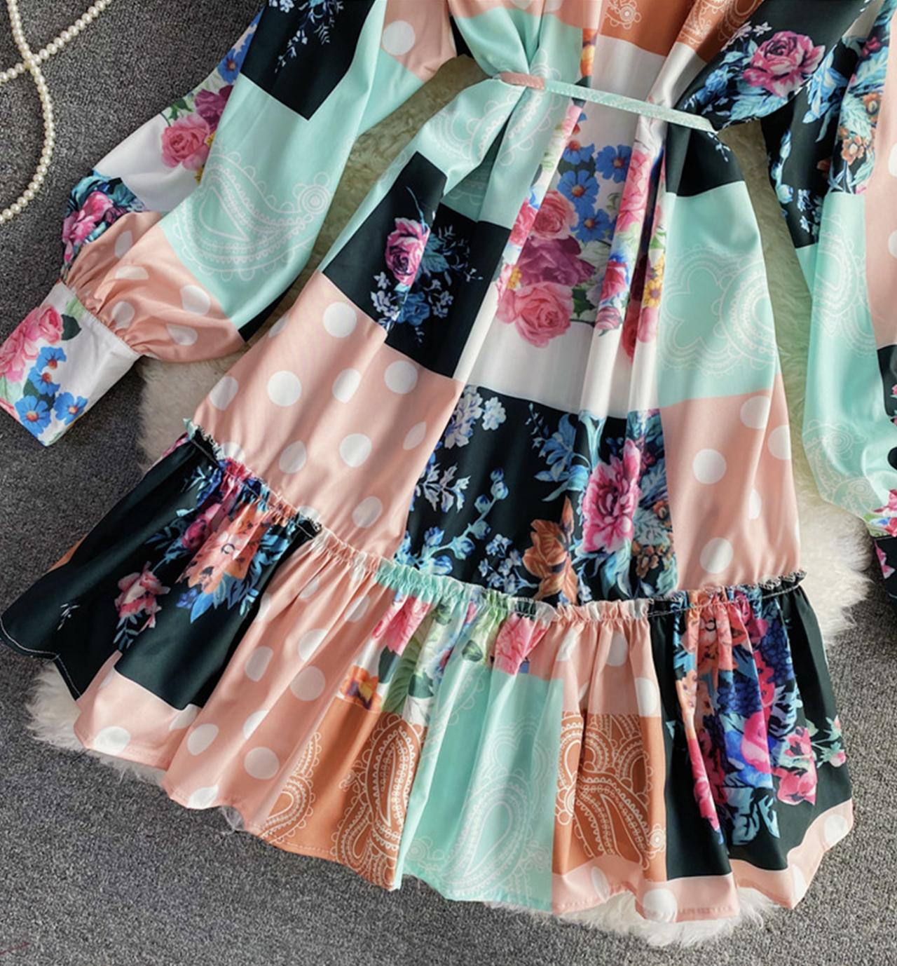 Stylish A line dress long sleeve dress  813