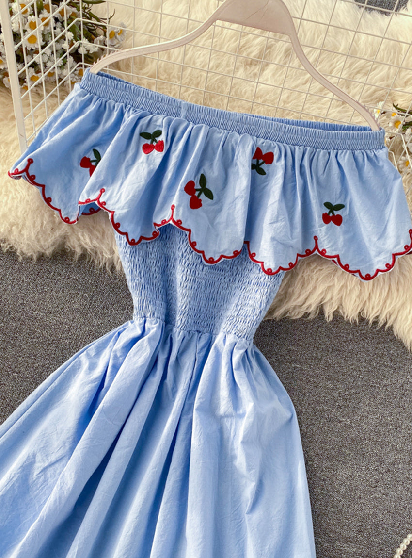Cute A line cherry dress fashion girl dress  1178