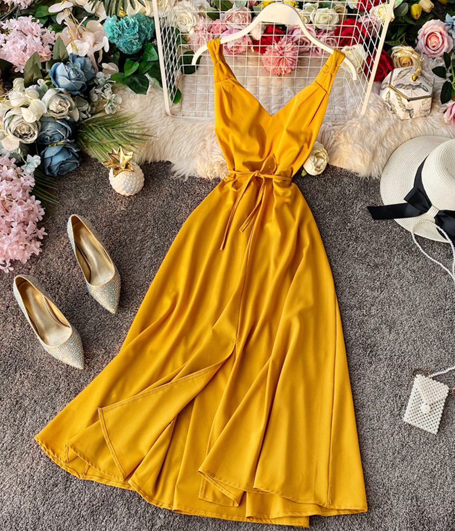 Simple A line v neck dress women's dress  1224