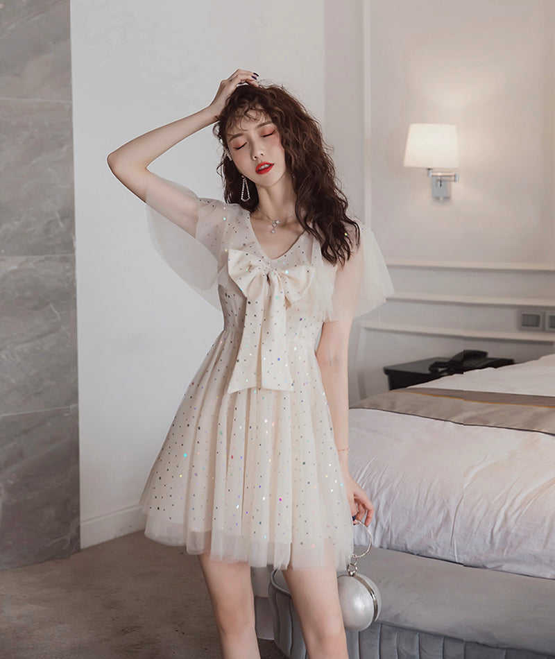 Cute v neck tulle short dress fashion dress  1080