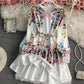 Stilvolles Blumenkleid in A-Linie mit langen Ärmeln 803 