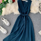 Elegant v neck sleeveless dress women's dress  1228