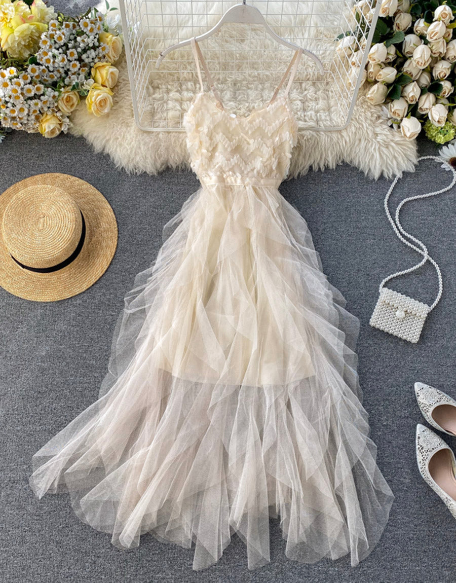Robe d'été en tulle à paillettes champagne 1120