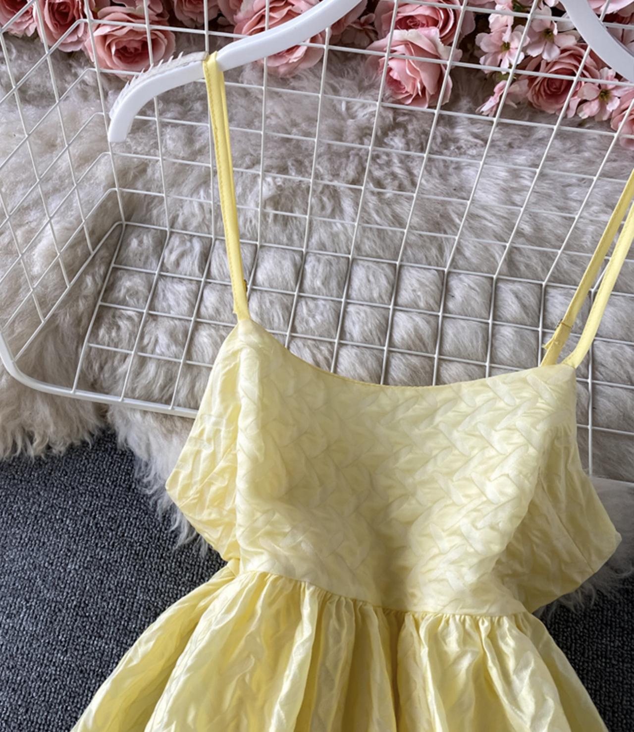 Yellow A line dress fashion dress  818
