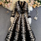 Schwarzes Spitzenkleid mit V-Ausschnitt A-Linie Partykleid 827