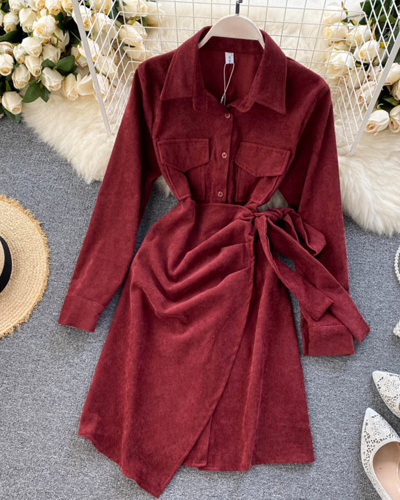 Einzigartig gestaltetes unregelmäßiges Kleid Damen Herbstkleid 1012