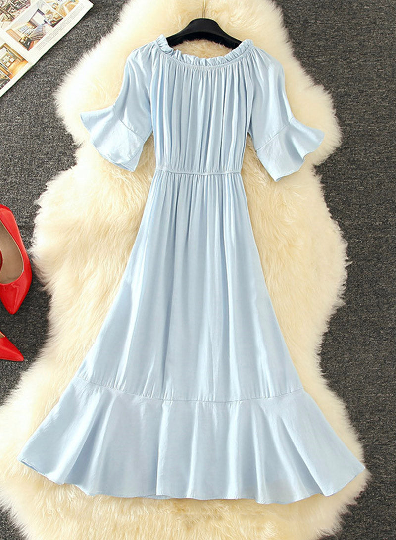 Cute A line dress short sleeve dress summer dress  1126