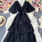 Lovely A line v neck chiffon dress  940