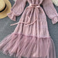 Einzigartiges langärmliges Kleid aus Tüll Modekleid 969