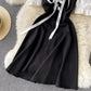 Black lace up short dress A line fashion dress  741