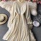 Apricot long sleeve lace dress  957