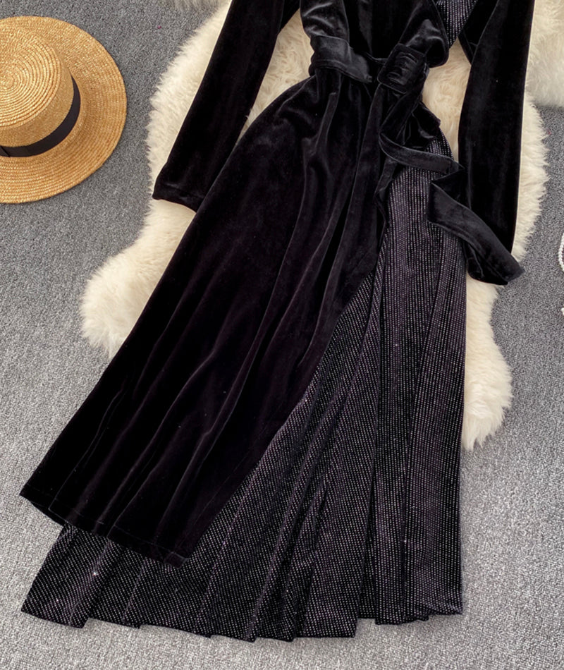 A line v neck cross irregular dress  943