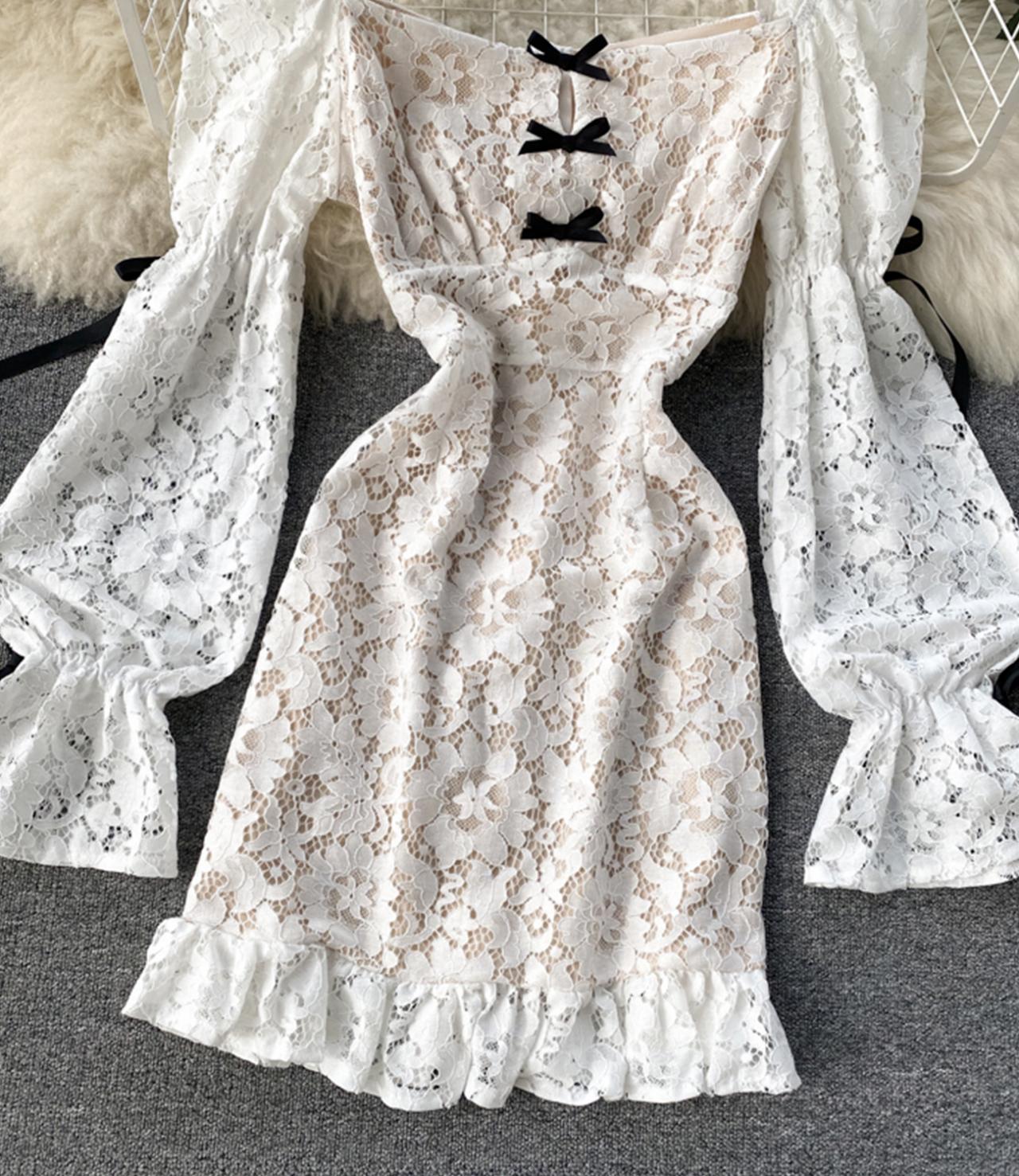 Cute lace long sleeve dress  769